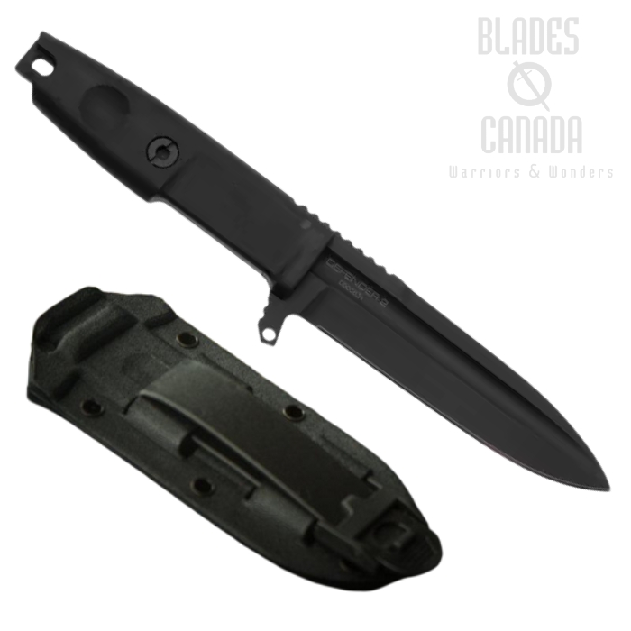 Extrema Ratio Defender 2 Fixed Blade Knife, N690 Black, Black Handle